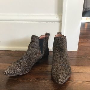 Pony hair pointed toe booties - genuine leather